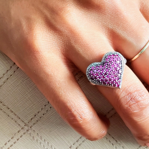 Crystal heart ring 925 silver - Picture 2 of 5